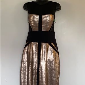 BCBGMAXAZRIA Gold sequined dress